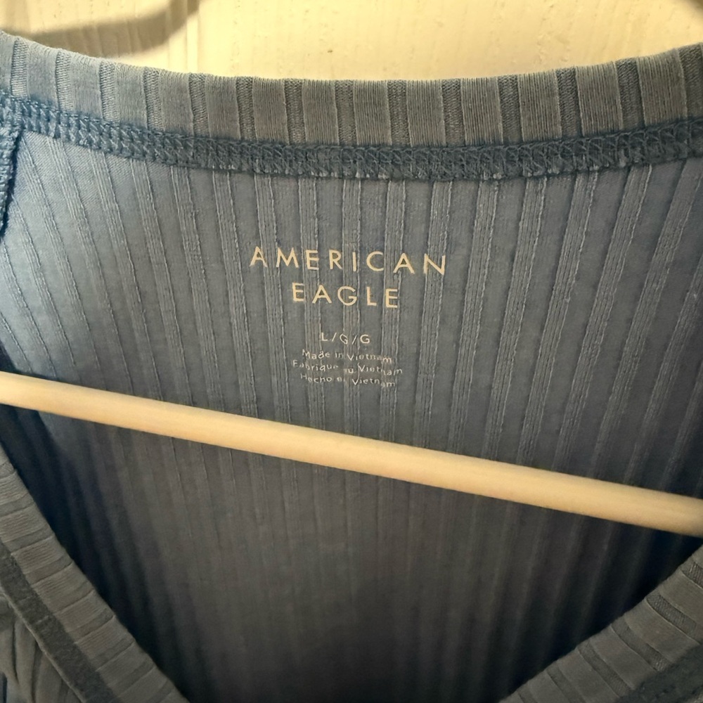 Blue Ribbed Women's Top - Picture 2 of 2